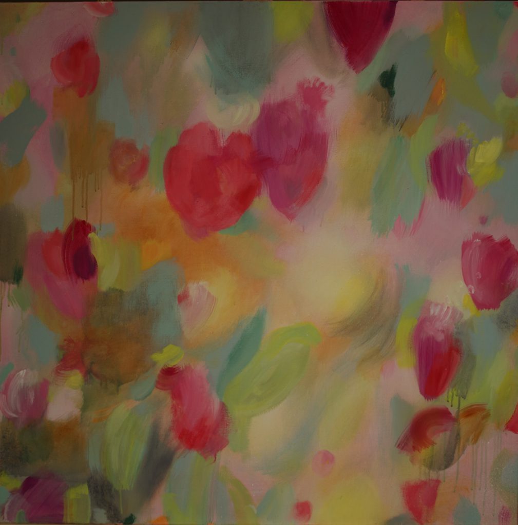 „Flora- Eine Idee von Blume – Mix“, 100 x 100 cm, Acryl auf Leinwand, 2019