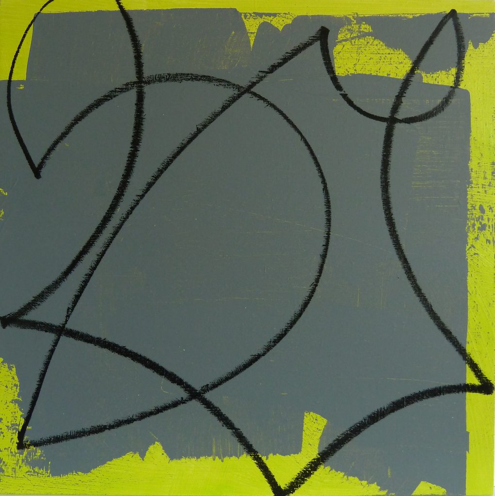 Linie-Fläche Nr. 4, 30 x 30 cm, Acryl, Marker auf Holz (MDF), 2021