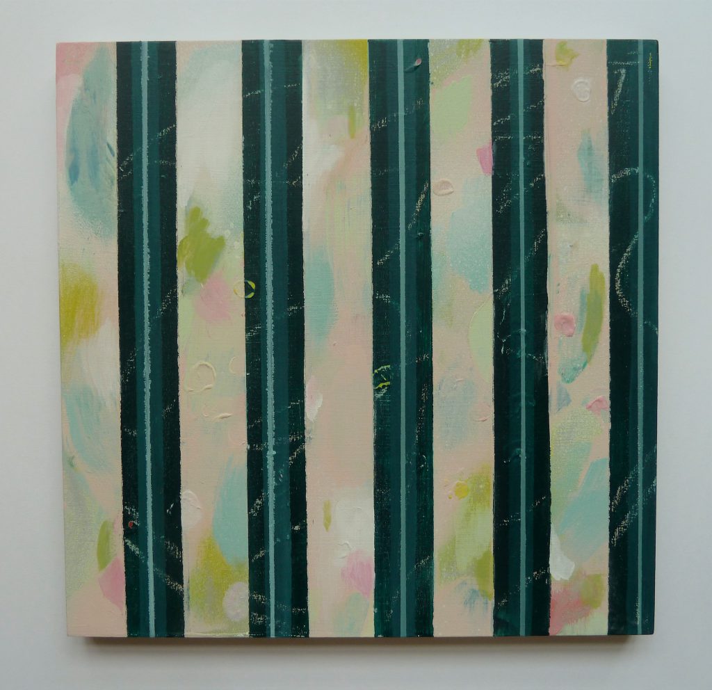 „Flora- Linienstreifen“, 30 x 30 x 2,5 cm, Acryl auf Holz, 2019